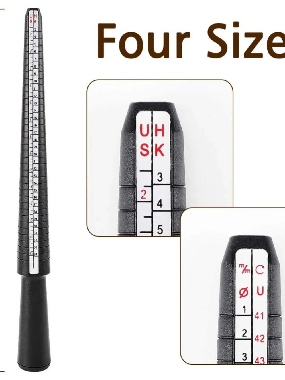 Accmor Ring Size Measuring Tool Includes Plastic Ring Sizer Mandrel Stick, Finge